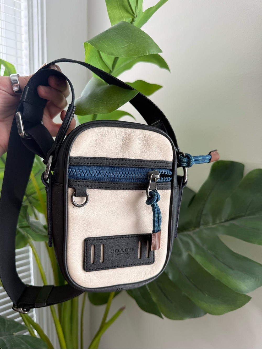 Coach Men’s Cream and Blue Crossbody Pouch